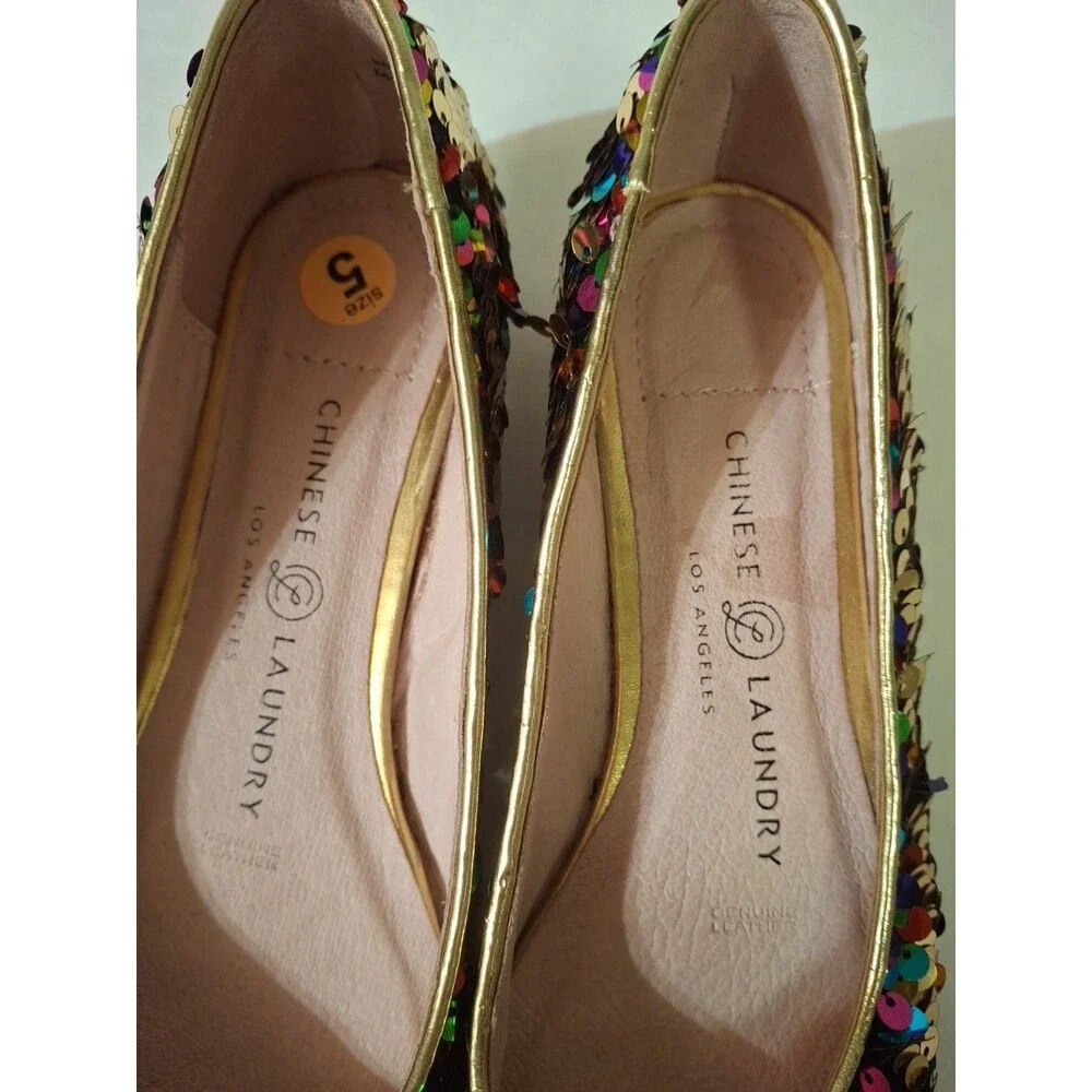 CHINESE LAUNDRY Gavin Sequin Ballet Shoes Multicolor Rainbow Size 5